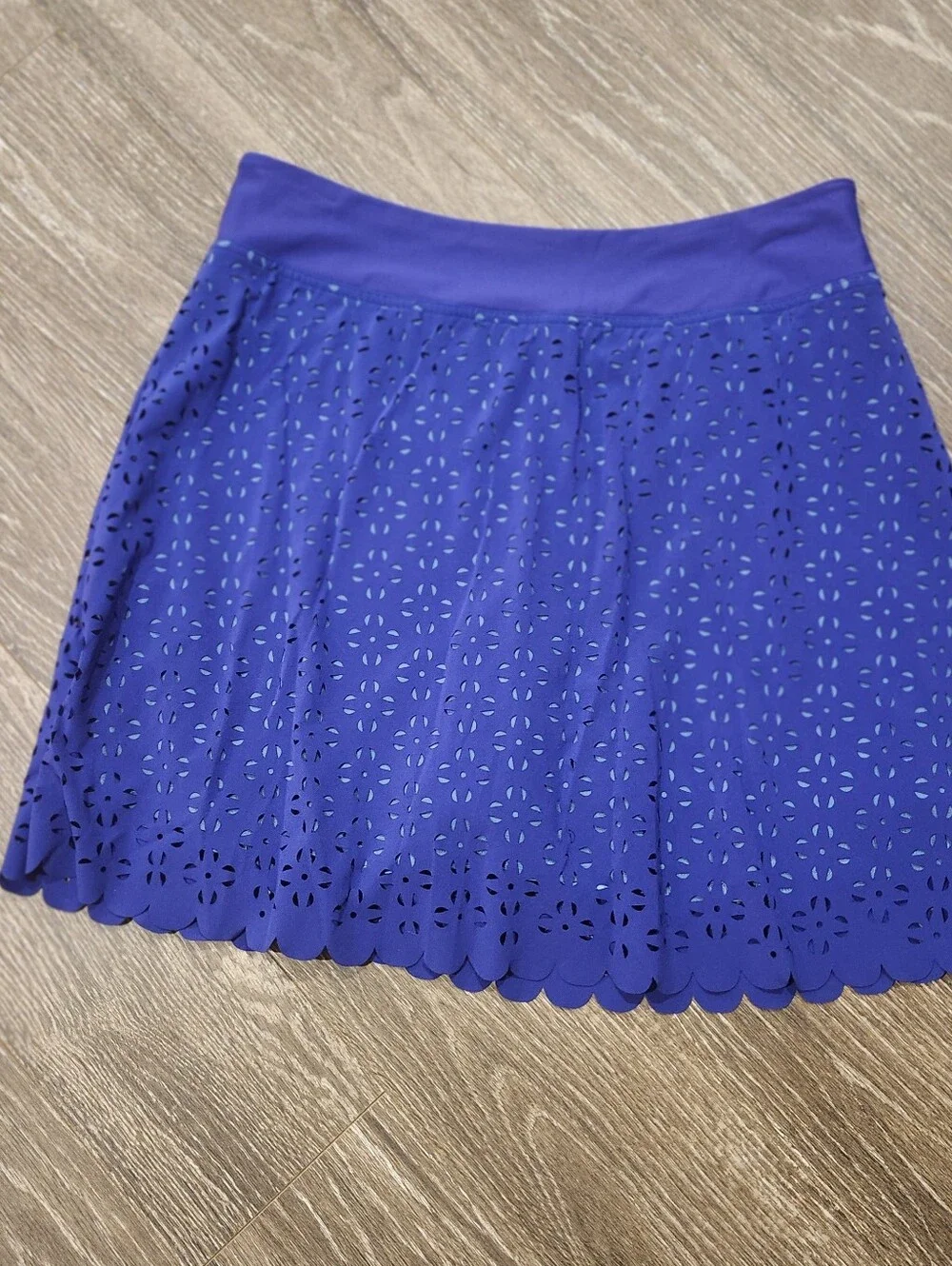 Title Nine Moisture Wicking Nimblene Skort With Lasercut Detail Purple And Blue - Picture 3 of 7